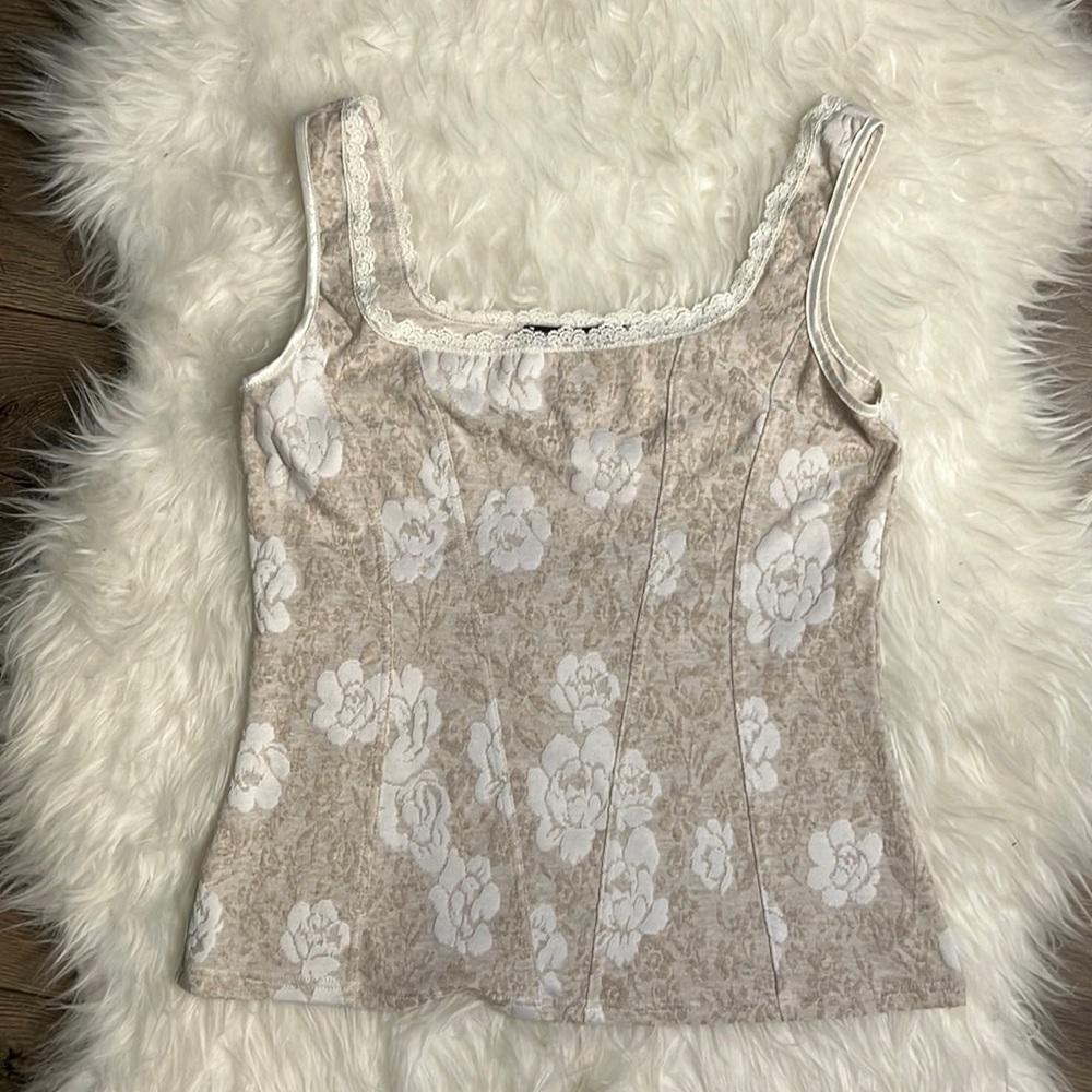 White House Black Market Lace Trimmed Top